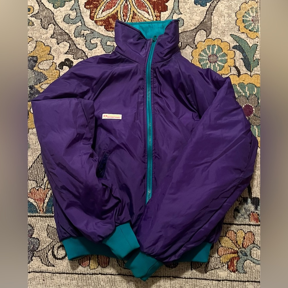 Vintage Columbia Purple Teal Retro Reversible Thinsulate Winter Jacket